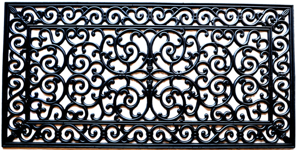 Homeroots 24" X 48" Black Rubber Outdoor Door Mat   573971