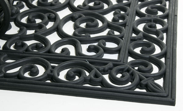 Homeroots 24" X 48" Black Rubber Outdoor Door Mat   573971