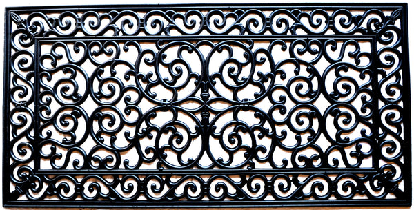 Homeroots 24" X 48" Black Rubber Outdoor Door Mat   573971