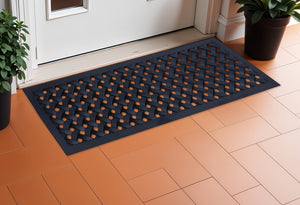 Homeroots 18" X 47" Black Rubber Outdoor Door Mat   573974