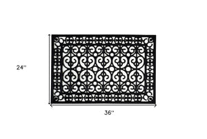 Homeroots 24" X 36" Black Rubber Outdoor Door Mat   573975