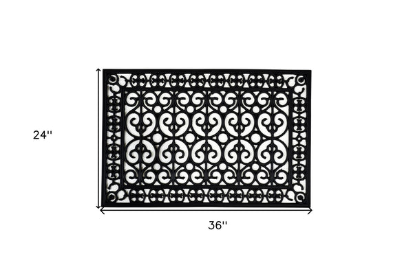 Homeroots 24" X 36" Black Rubber Outdoor Door Mat   573975