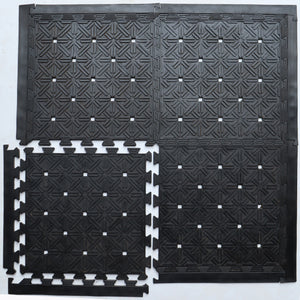 Homeroots Set Of Four Square Interlocking Black Rubber Indoor Outdoor Mats   573984