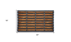 Homeroots 18" X 30" Black Rubber Outdoor Door Mat   573985