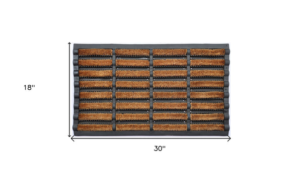 Homeroots 18" X 30" Black Rubber Outdoor Door Mat   573985