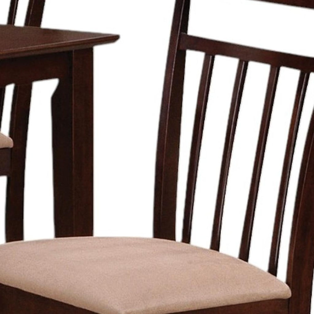 HomeRoots Five-Piece Espresso Wood Dining Set with Stylish Slat-Back Chairs for Timeless Elegance & Comfort 573992
