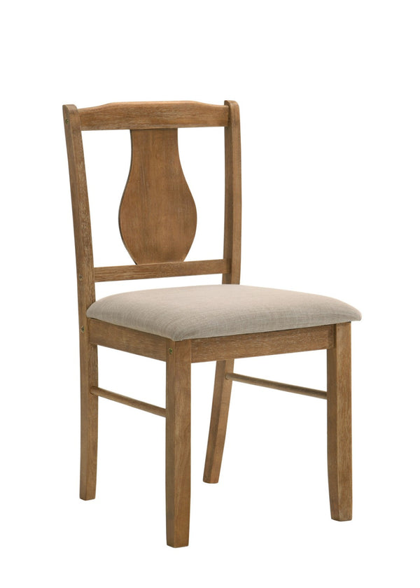 HomeRoots Five Piece Solid Oak Dining Set with Queen-Anne Chairs - Stylish, Compact & Easy to Maintain 573993