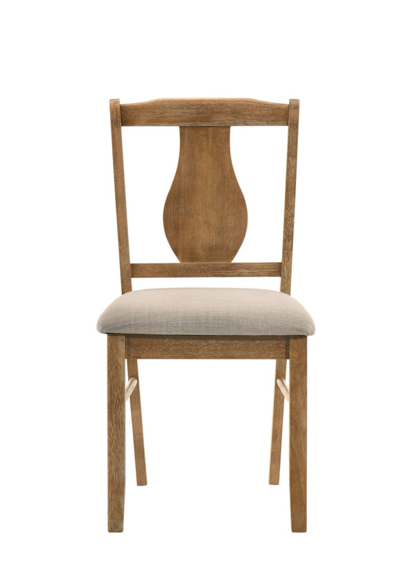 HomeRoots Five Piece Solid Oak Dining Set with Queen-Anne Chairs - Stylish, Compact & Easy to Maintain 573993