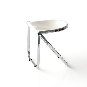 English Elm Used Ancient White Folding Stool - Transparent Retro Acrylic Portable Stackable Multiuse Seat W3318P308298