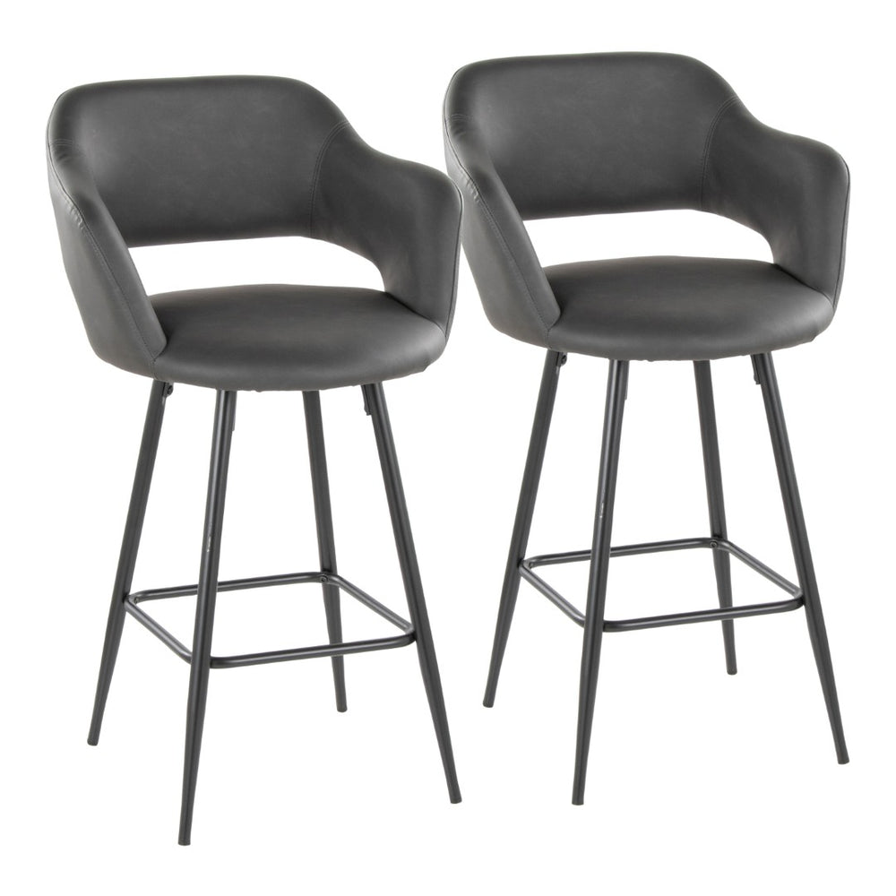 English Elm 26" Counter Stools Set of 2 Grey Faux Leather Urban Kitchen Island Seating B202S00359