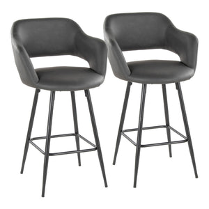English Elm 26" Counter Stools Set of 2 Grey Faux Leather Urban Kitchen Island Seating B202S00359