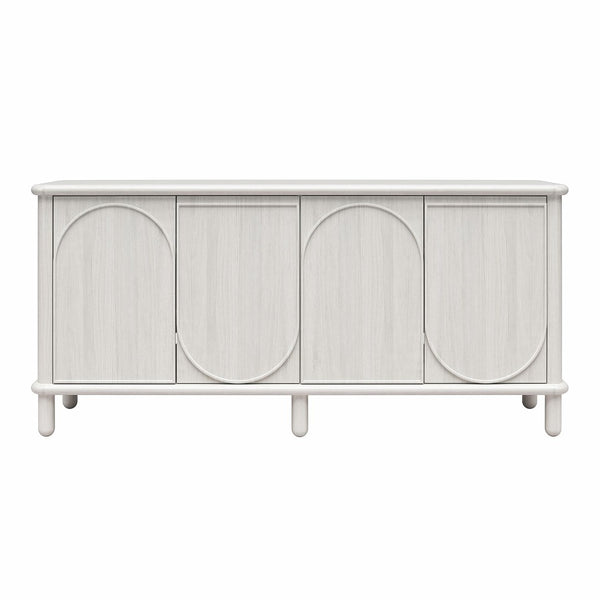 English Elm Selena Whitewashed Wood Credenza with Four Doors and Adjustable Storage Shelves B2733S00012