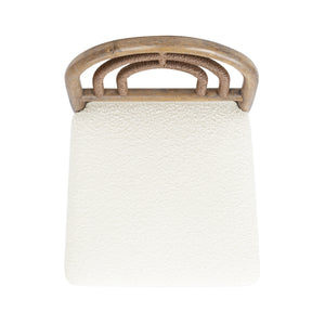 English Elm Jennifer Taylor Home - Leon Arched Back 27" Counter Stool Set of 2 in Ivory Bouclé with Rope-Wrapped Back, Eco Rubberwood Durable Finish B2719P245956