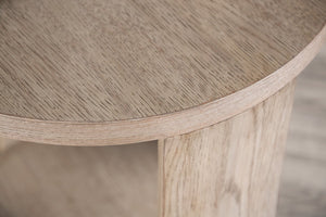 English Elm Modern Oak Finish Round End Table with Lower Shelf and Casters, 24"D x 24"H Stylish Living Room Accent B2741P378320