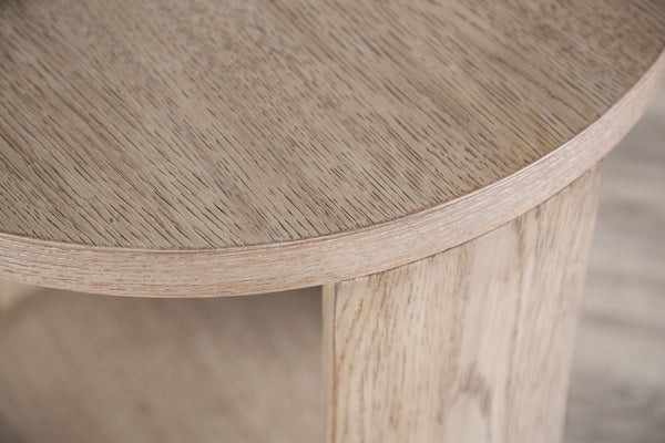 English Elm Modern Oak Finish Round End Table with Lower Shelf and Casters, 24"D x 24"H Stylish Living Room Accent B2741P378320