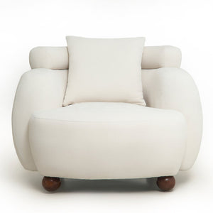 English Elm Nordic Chenille Bucket Chair Deep Cushioned Seat for Living Room Reading Lounge Ameican White Oak W2901P489485
