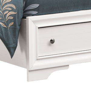 English Elm Madrid Queen Bed With Under-Bed Storage, Elegant White Finish & Silver Trim - Modern Bedroom Centerpiece B078S00615