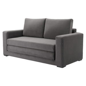 HomeRoots 63" Gray Upholstered Wood Sofa - Modern Comfort, Compact Design, Easy-Care Fabric, No Assembly Needed! 574001
