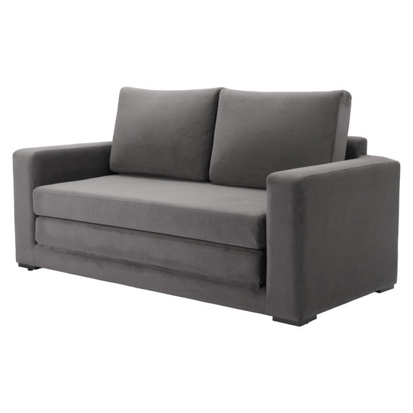HomeRoots 63" Gray Upholstered Wood Sofa - Modern Comfort, Compact Design, Easy-Care Fabric, No Assembly Needed! 574001
