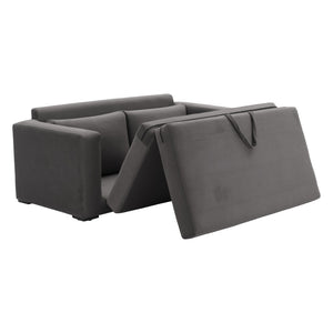 HomeRoots 63" Gray Upholstered Wood Sofa - Modern Comfort, Compact Design, Easy-Care Fabric, No Assembly Needed! 574001