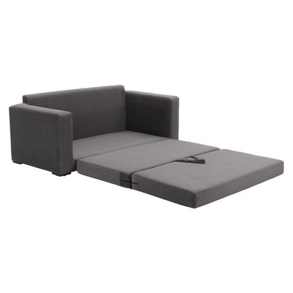 HomeRoots 63" Gray Upholstered Wood Sofa - Modern Comfort, Compact Design, Easy-Care Fabric, No Assembly Needed! 574001