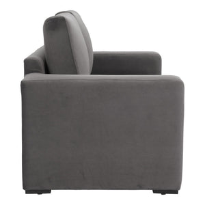 HomeRoots 63" Gray Upholstered Wood Sofa - Modern Comfort, Compact Design, Easy-Care Fabric, No Assembly Needed! 574001