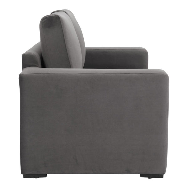HomeRoots 63" Gray Upholstered Wood Sofa - Modern Comfort, Compact Design, Easy-Care Fabric, No Assembly Needed! 574001