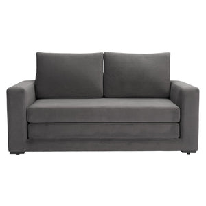 HomeRoots 63" Gray Upholstered Wood Sofa - Modern Comfort, Compact Design, Easy-Care Fabric, No Assembly Needed! 574001