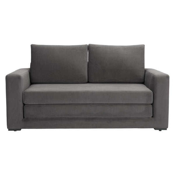 HomeRoots 63" Gray Upholstered Wood Sofa - Modern Comfort, Compact Design, Easy-Care Fabric, No Assembly Needed! 574001