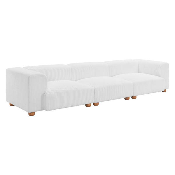 HomeRoots 150" Elegant White Upholstered Sofa – Modern Comfort for Family Rooms, Durable Design & Easy Care 574005