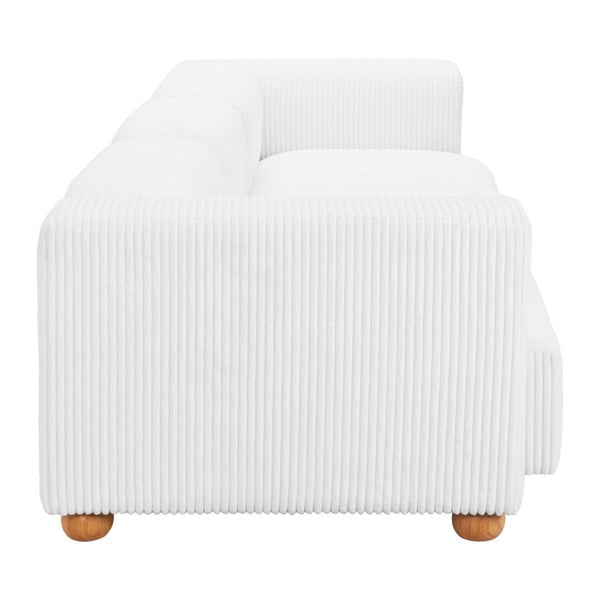 HomeRoots 150" Elegant White Upholstered Sofa – Modern Comfort for Family Rooms, Durable Design & Easy Care 574005