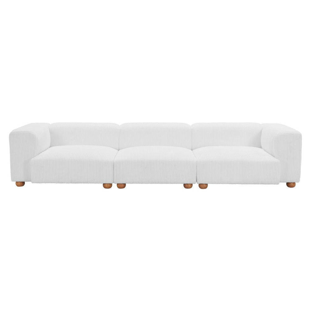 HomeRoots 150" Elegant White Upholstered Sofa – Modern Comfort for Family Rooms, Durable Design & Easy Care 574005