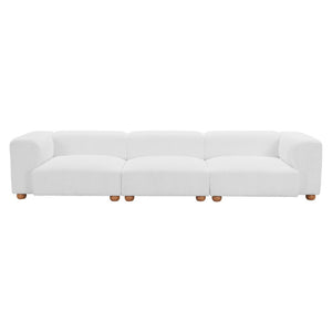 HomeRoots 150" Elegant White Upholstered Sofa – Modern Comfort for Family Rooms, Durable Design & Easy Care 574005