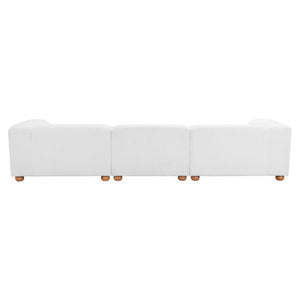 HomeRoots 150" Elegant White Upholstered Sofa – Modern Comfort for Family Rooms, Durable Design & Easy Care 574005