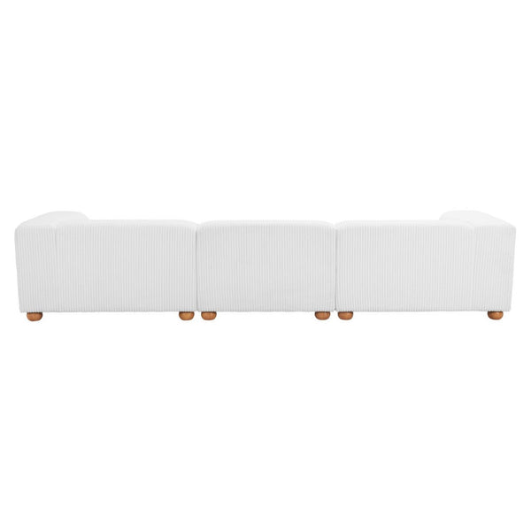 HomeRoots 150" Elegant White Upholstered Sofa – Modern Comfort for Family Rooms, Durable Design & Easy Care 574005