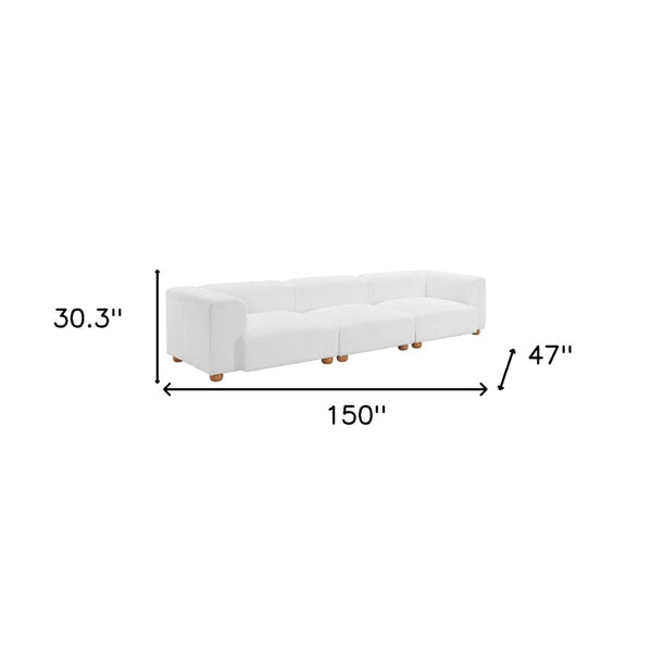 HomeRoots 150" Elegant White Upholstered Sofa – Modern Comfort for Family Rooms, Durable Design & Easy Care 574005