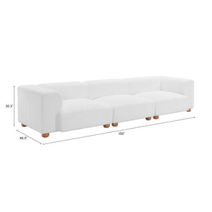 HomeRoots 150" Elegant White Upholstered Sofa – Modern Comfort for Family Rooms, Durable Design & Easy Care 574005