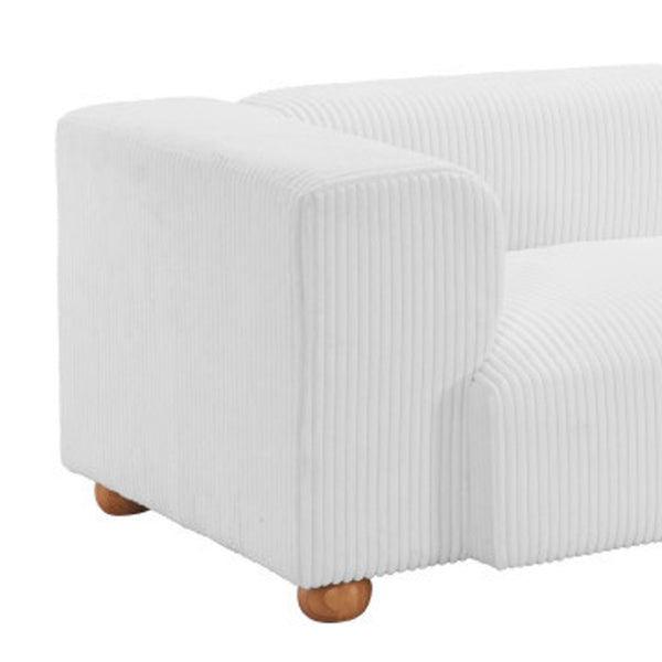 HomeRoots 150" Elegant White Upholstered Sofa – Modern Comfort for Family Rooms, Durable Design & Easy Care 574005