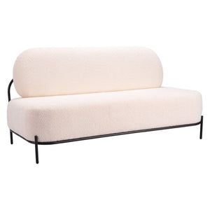 HomeRoots 64" Modern Vanilla Upholstered Sofa – Stylish, Durable Design for Small Spaces & Cozy Comfort 574006