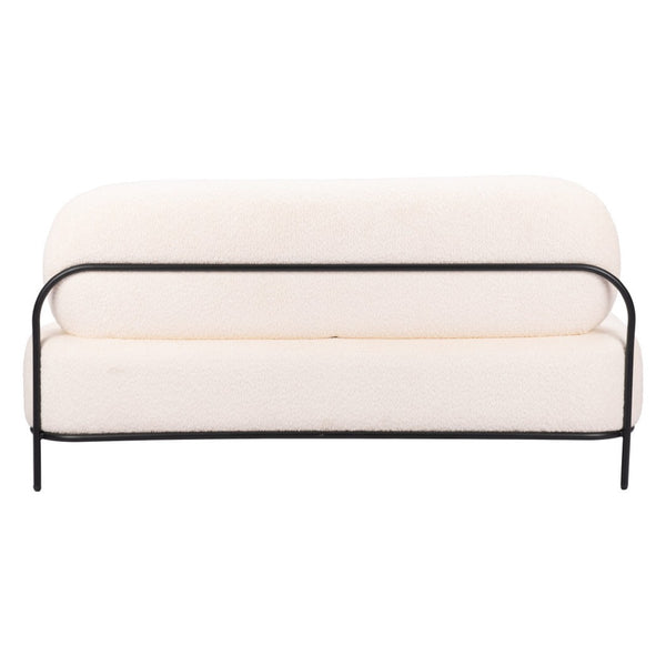 HomeRoots 64" Modern Vanilla Upholstered Sofa – Stylish, Durable Design for Small Spaces & Cozy Comfort 574006