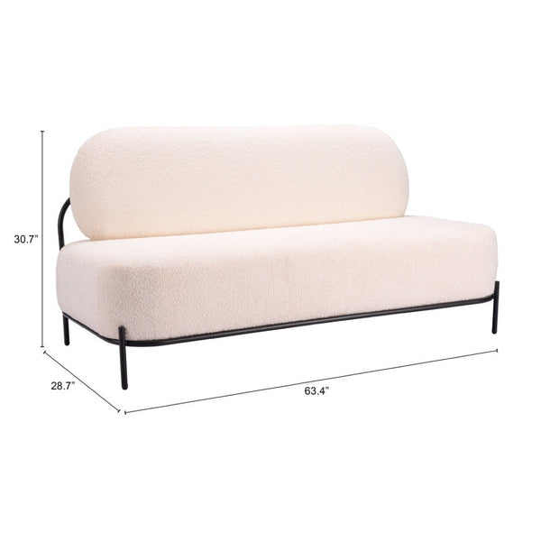 HomeRoots 64" Modern Vanilla Upholstered Sofa – Stylish, Durable Design for Small Spaces & Cozy Comfort 574006