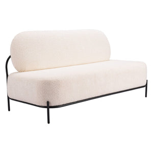 HomeRoots 64" Modern Vanilla Upholstered Sofa – Stylish, Durable Design for Small Spaces & Cozy Comfort 574006