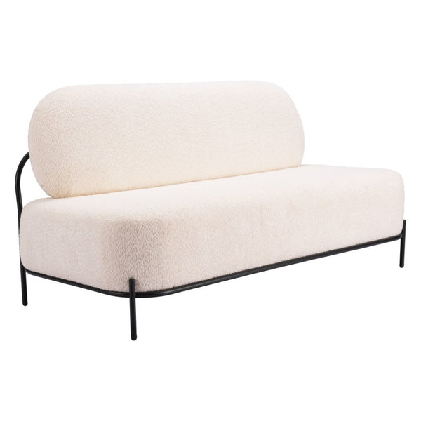 HomeRoots 64" Modern Vanilla Upholstered Sofa – Stylish, Durable Design for Small Spaces & Cozy Comfort 574006