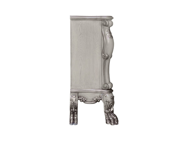 HomeRoots 47" Bone Wood Electric Fireplace with Mantle - Ornate Carved Scrollwork, Realistic Flames & Remote Control 574008