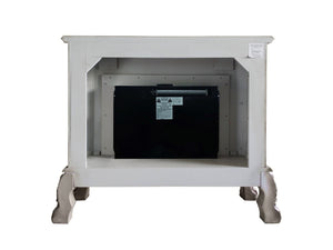 HomeRoots 47" Bone Wood Electric Fireplace with Mantle - Ornate Carved Scrollwork, Realistic Flames & Remote Control 574008