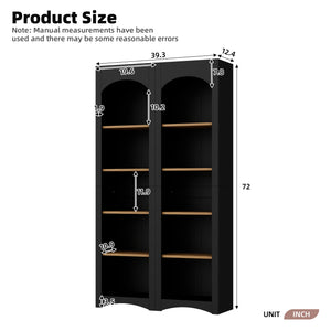 English Elm On-Trend Free Standing 5 Tier Bookshelves Set Of 2 - Rustic Two-Tone Storage Cabinet For Any Room N721P245734B