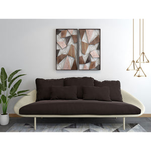 Homeroots Set Of Two Brown And Gold Geometric Wood And Metal Hanging Dimensional Sculptures  Wood And Metal 574010