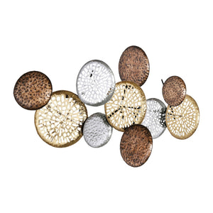 HomeRoots 33" Modern Metal Wall Sculpture in Bronze, Gold & Silver - Eye-Catching Dimensional Art Piece 574011