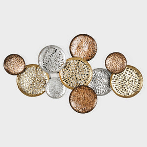 HomeRoots 33" Modern Metal Wall Sculpture in Bronze, Gold & Silver - Eye-Catching Dimensional Art Piece 574011