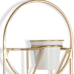 Homeroots Gold Oval Wall Planter – Modern 10 Ounce Metal Design With 3 White Pots For Elegant Indoor Decor  Metal 574012